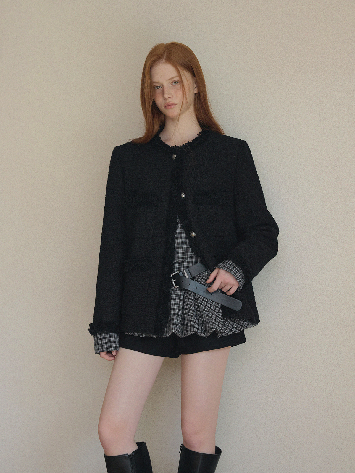 Roer Pocket Fringe Tweed Jacket