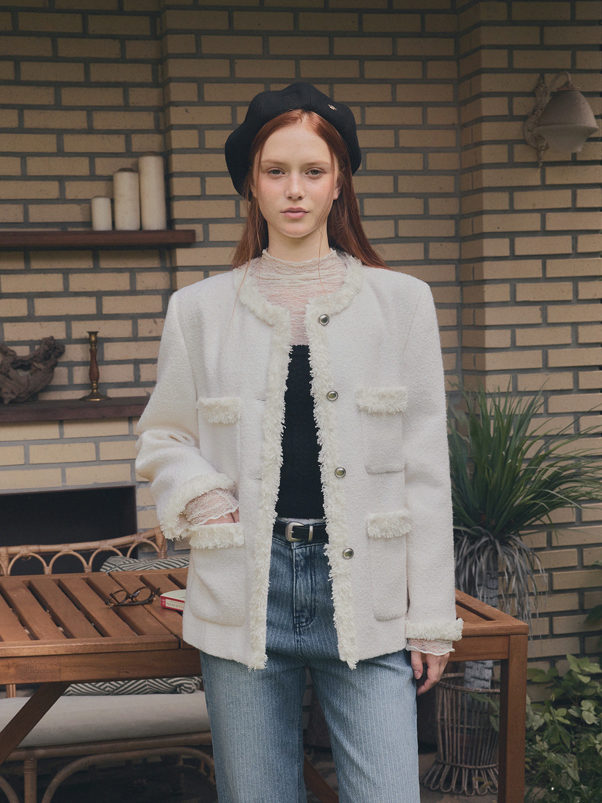 Roer Pocket Fringe Tweed Jacket | ファッション通販サイト NUGU