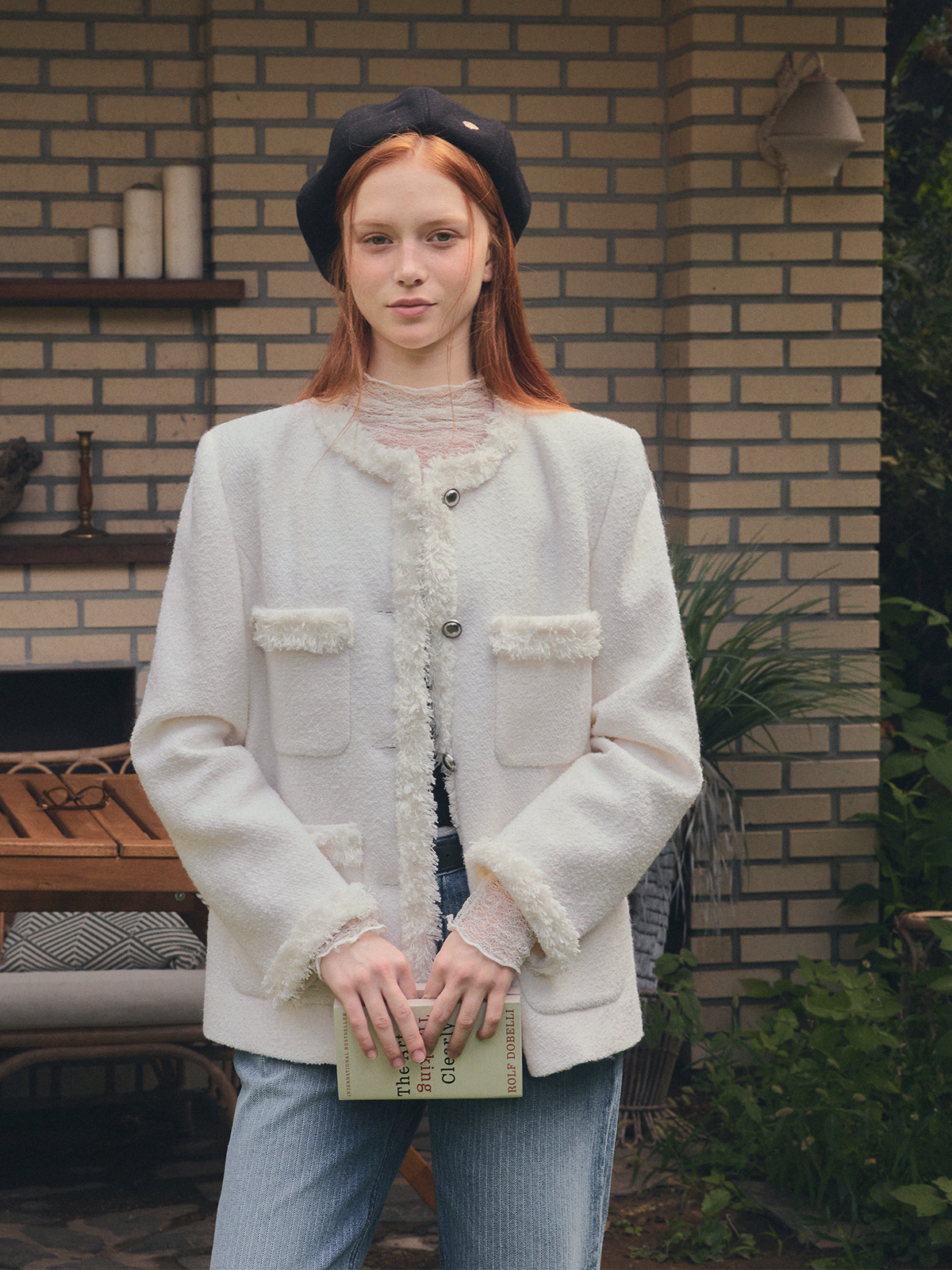 Roer Pocket Fringe Tweed Jacket