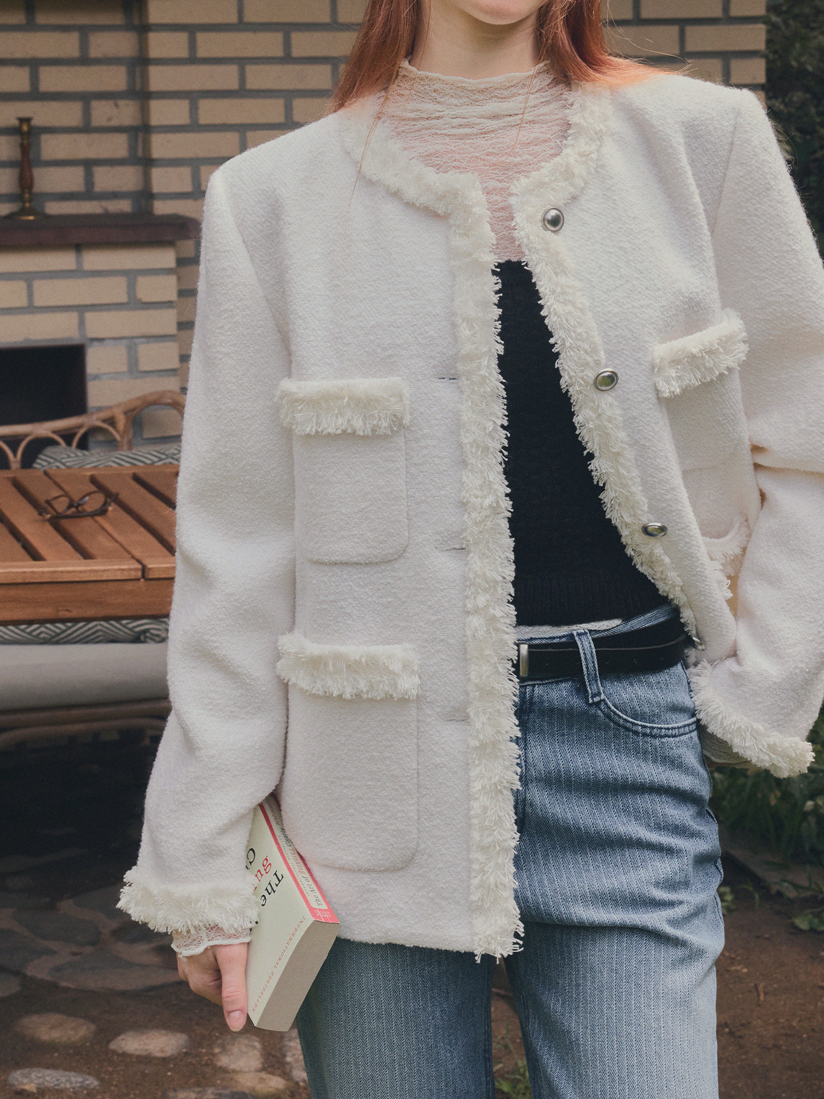 Roer Pocket Fringe Tweed Jacket