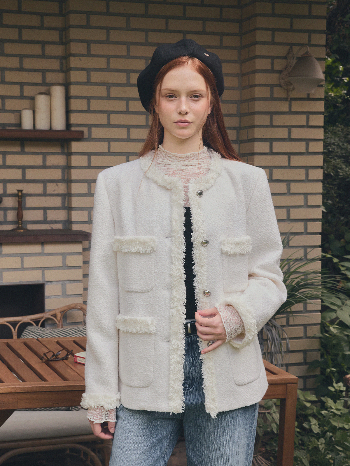 Roer Pocket Fringe Tweed Jacket