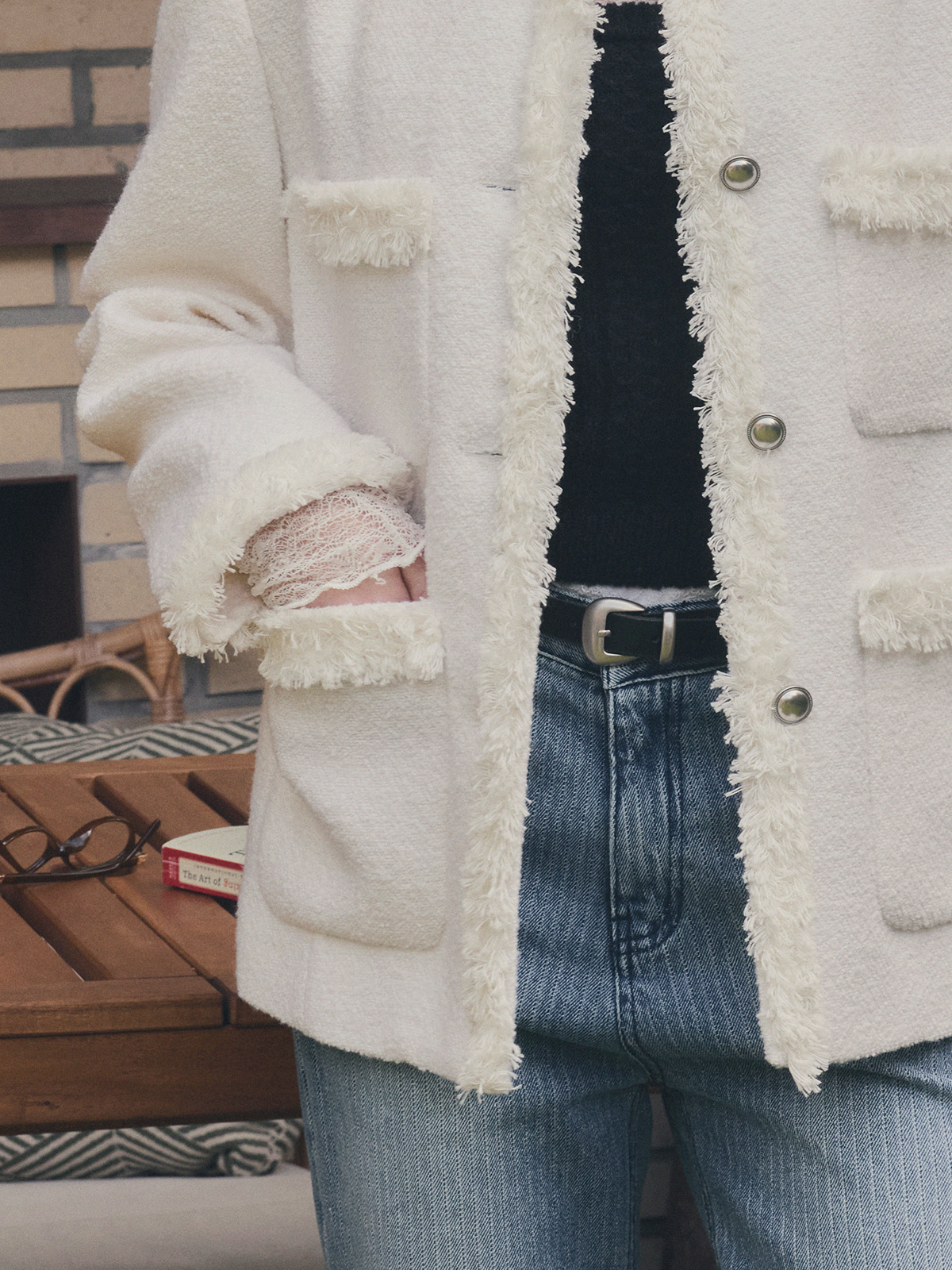 Roer Pocket Fringe Tweed Jacket