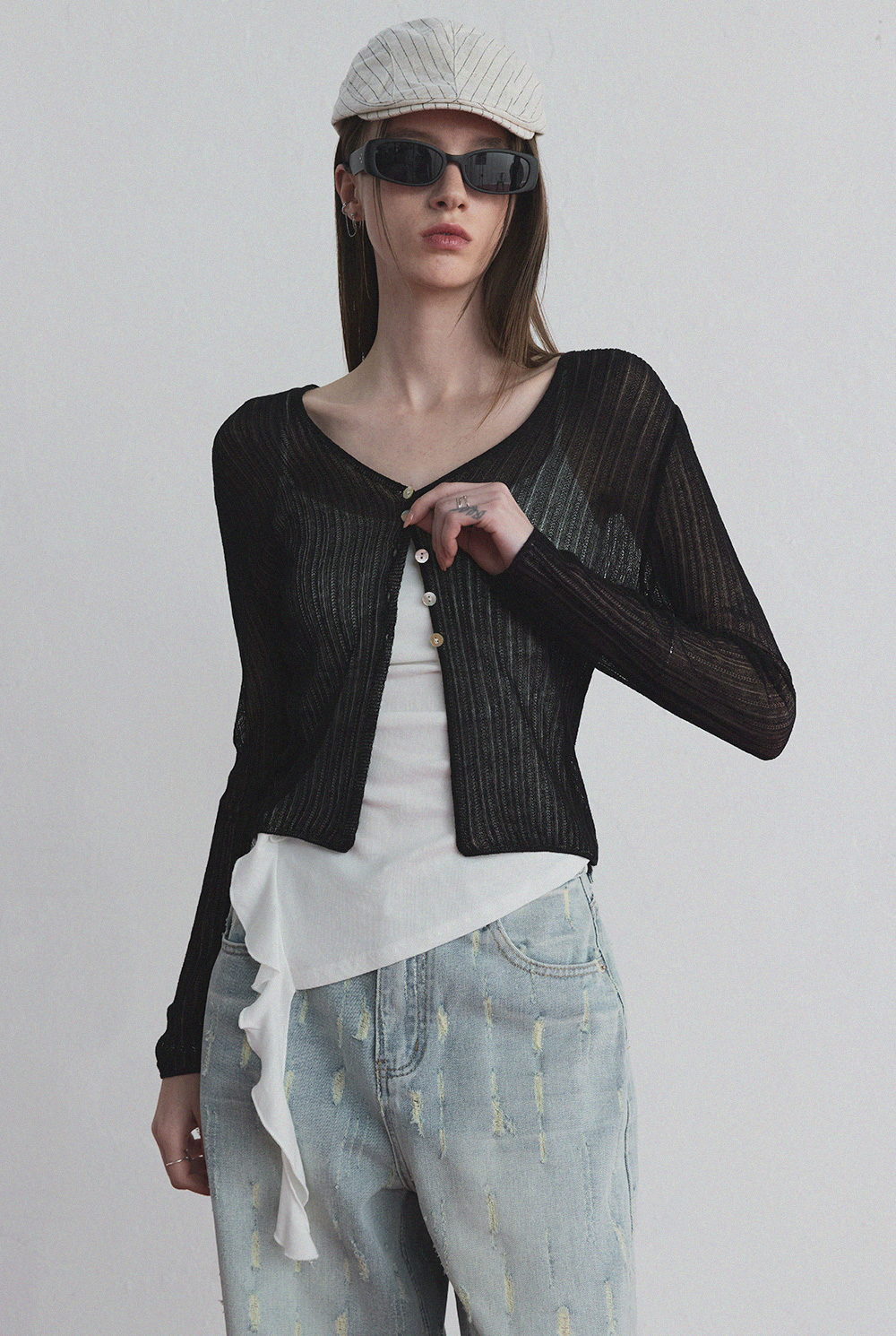 JSELF ジセルフ Design Fit Long Cardigan ブラック JSELF ジセルフ