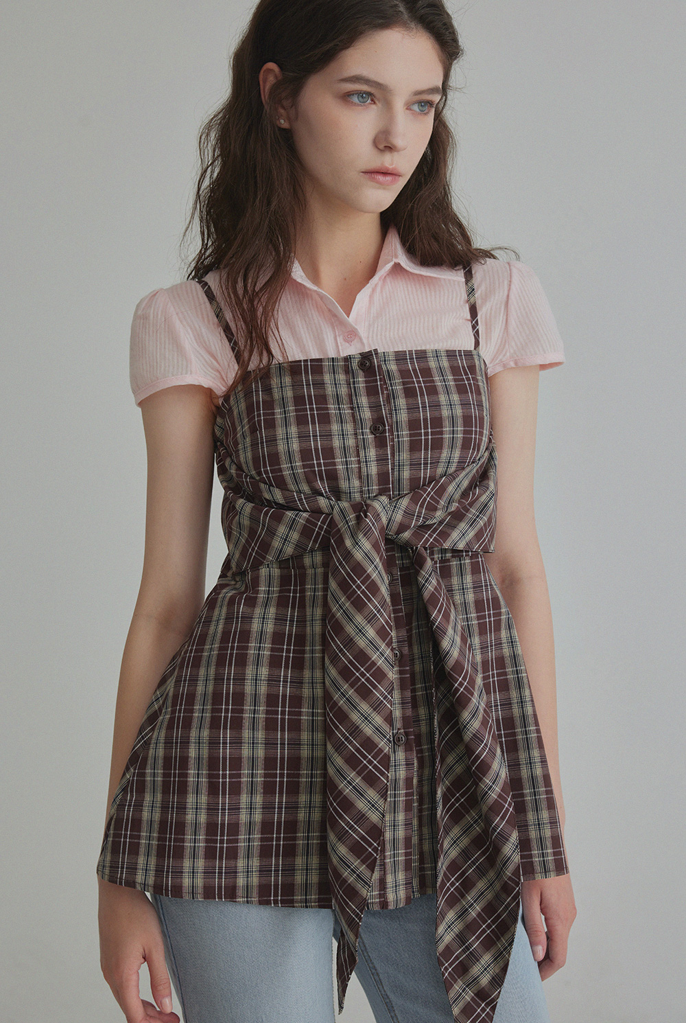 【お気にいる】 Dress Mini Strap Check Nerdine | NUGU ファッション通販サイト トップス
