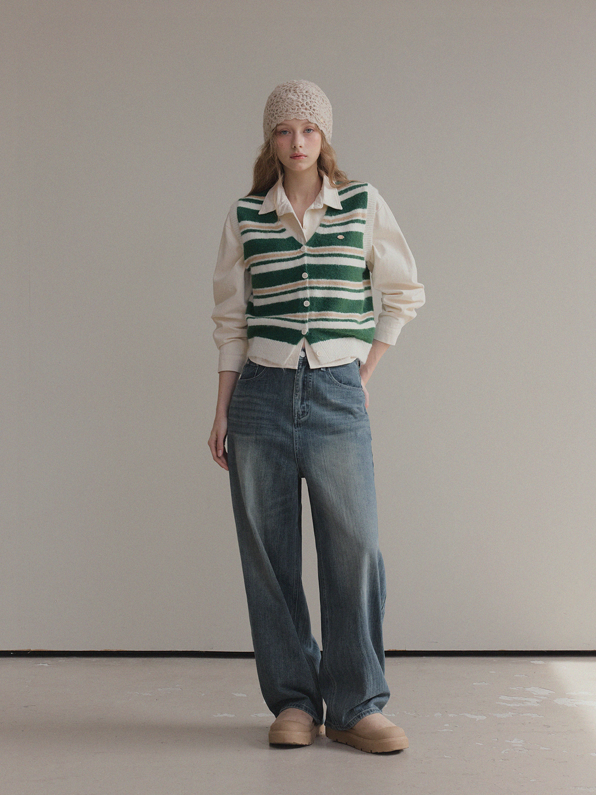 Retel Washed Wide Long Denim Pants