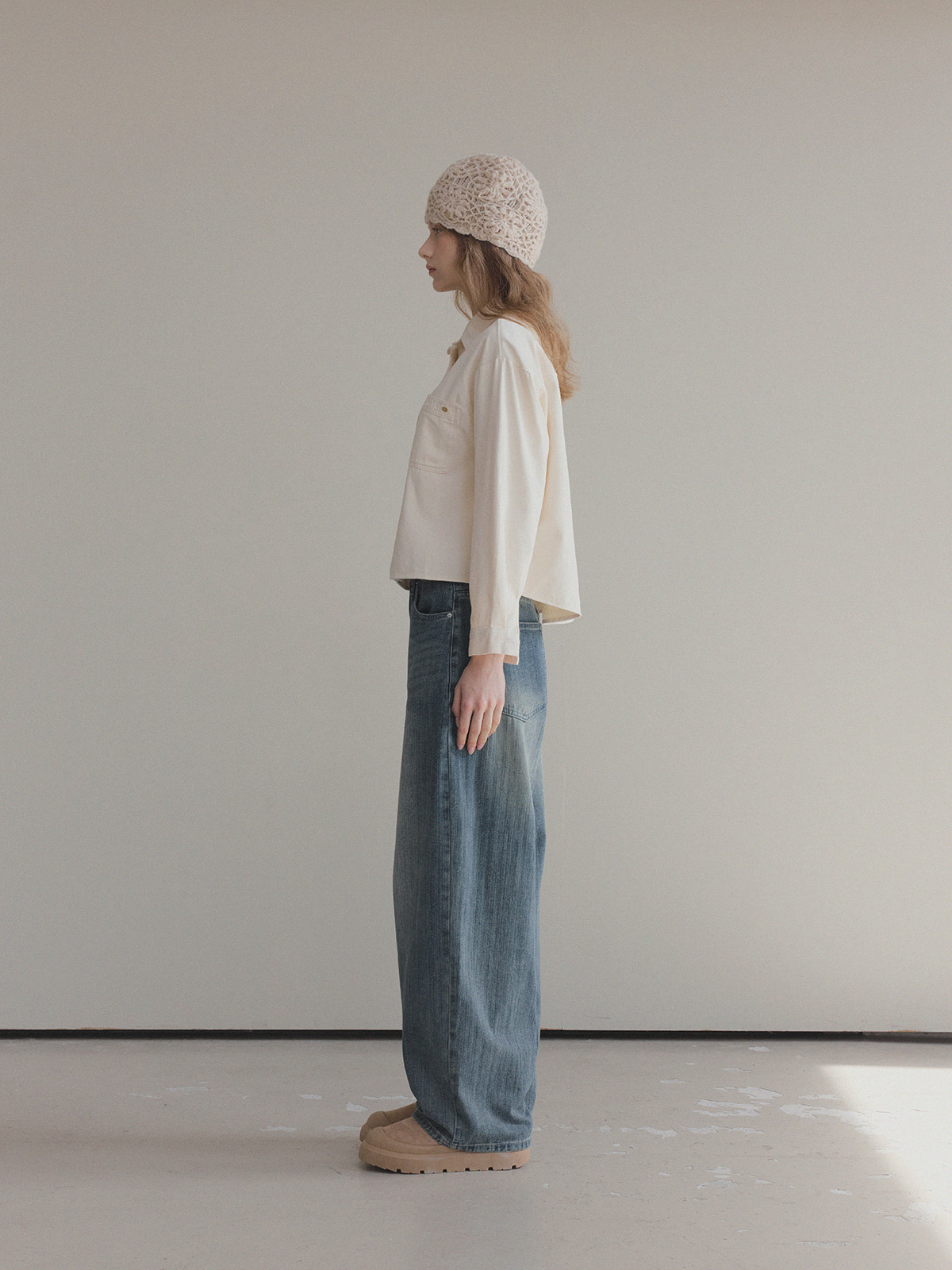 Retel Washed Wide Long Denim Pants