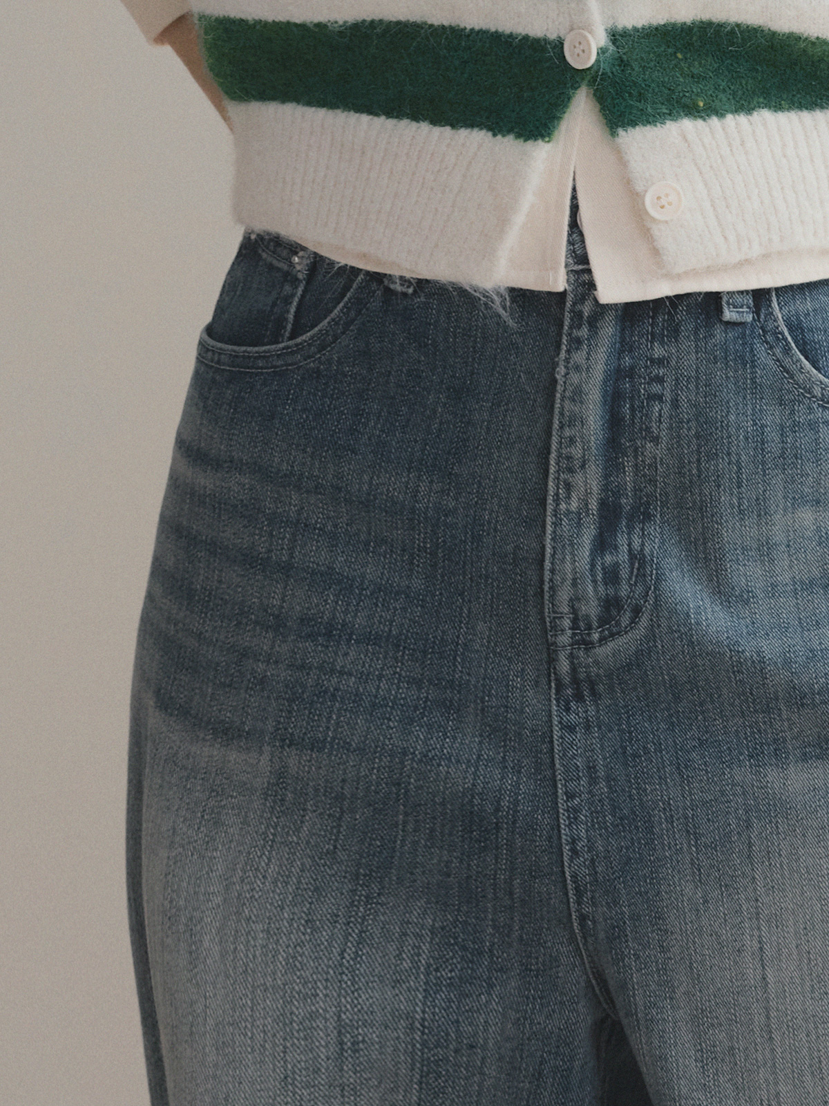 Retel Washed Wide Long Denim Pants