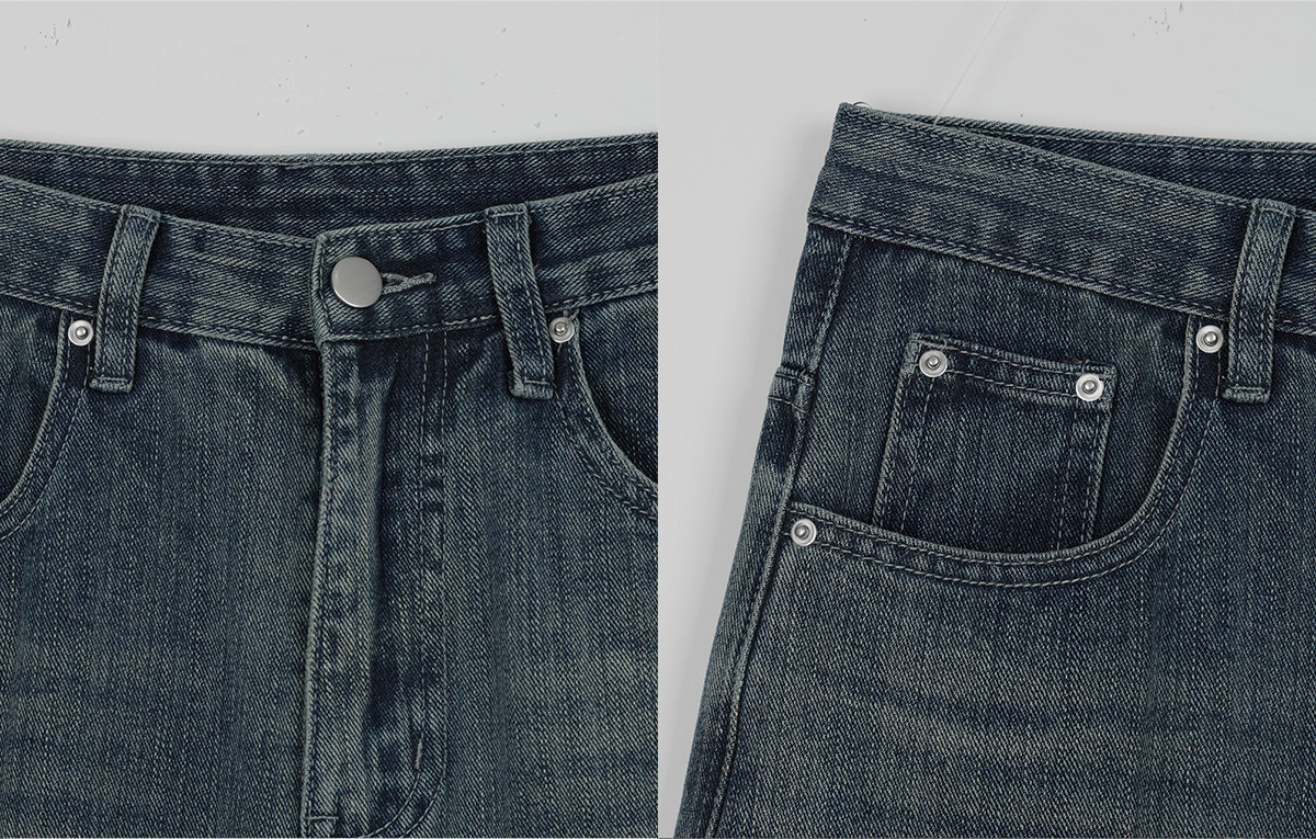 Retel Washed Wide Long Denim Pants