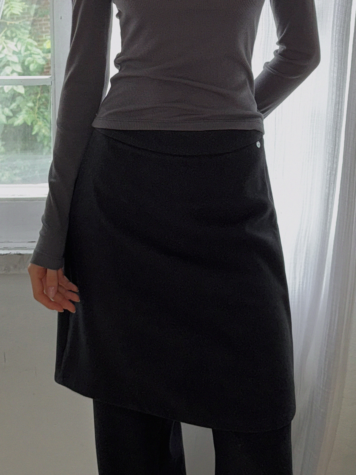 Deril Layered Skirt Wide Long Pants