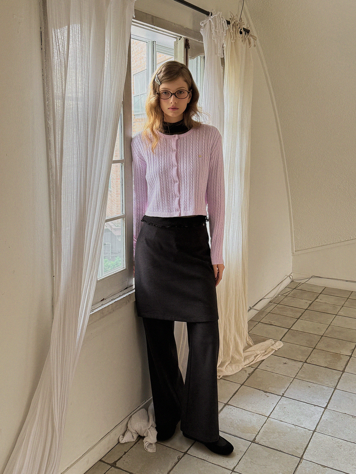 Deril Layered Skirt Wide Long Pants