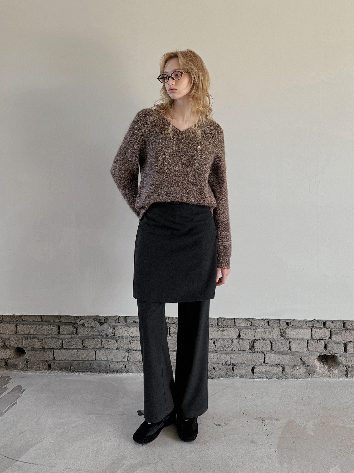 Deril Layered Skirt Wide Long Pants