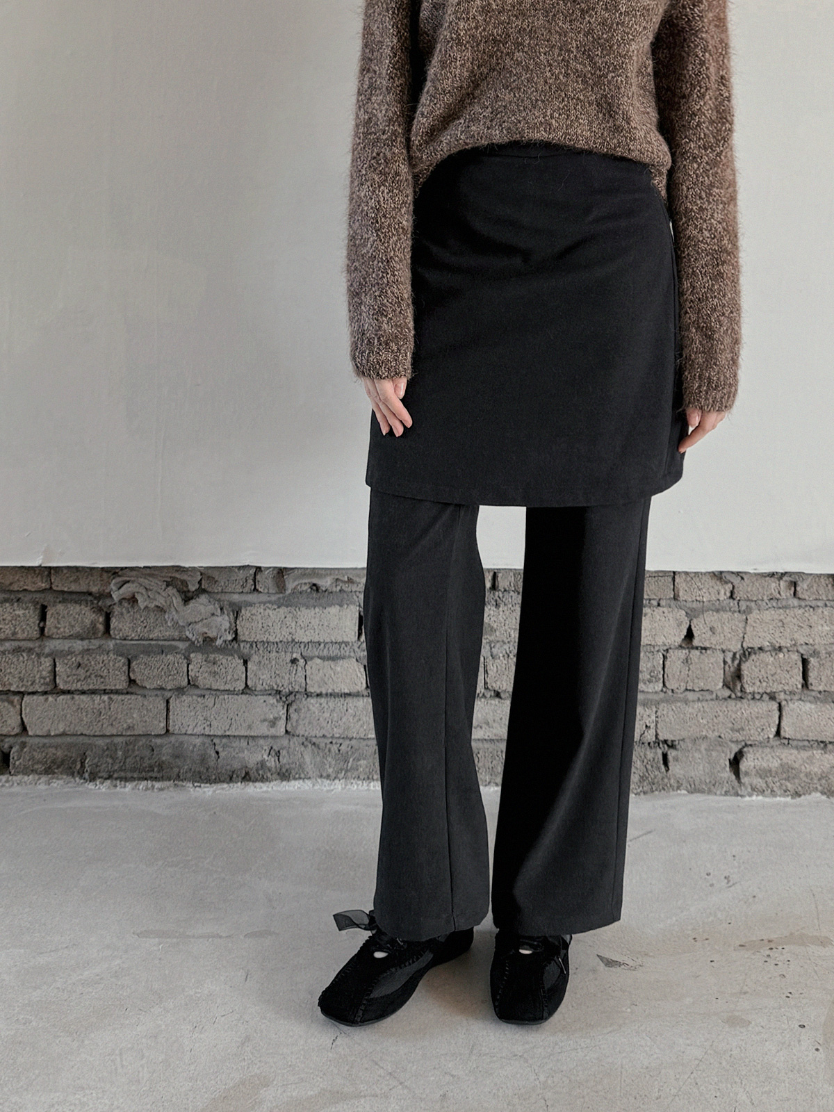 Deril Layered Skirt Wide Long Pants