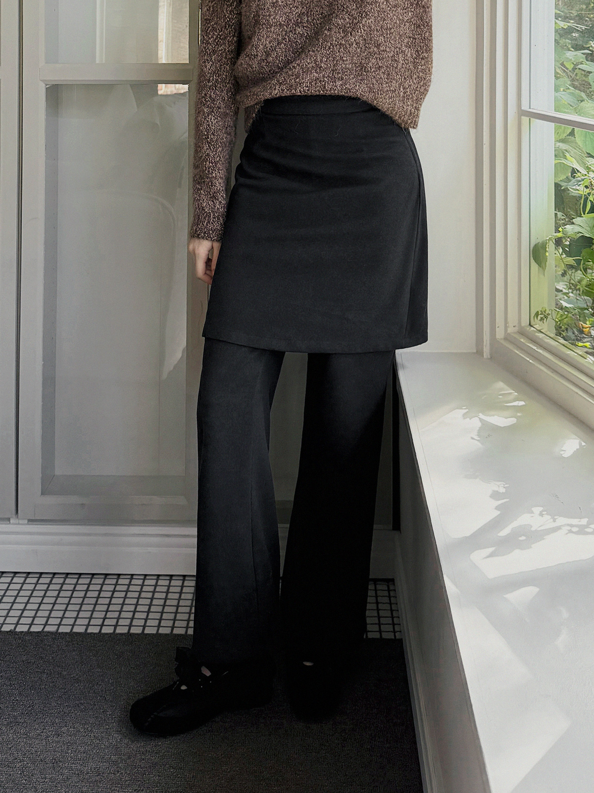 Deril Layered Skirt Wide Long Pants