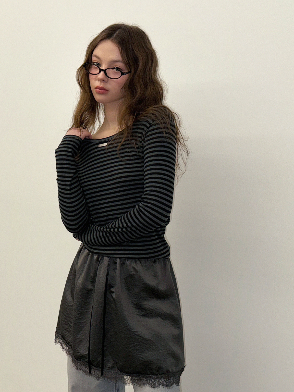 Julit Satin Lace Mini Skirt