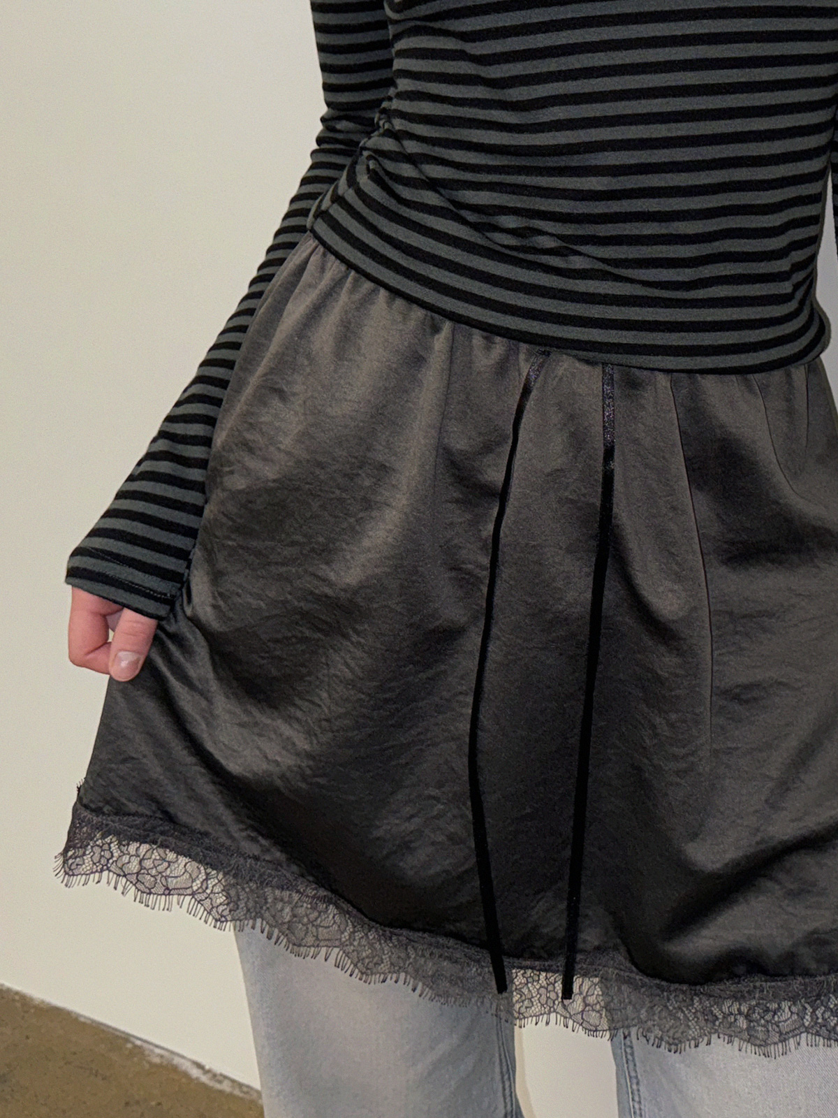 Julit Satin Lace Mini Skirt