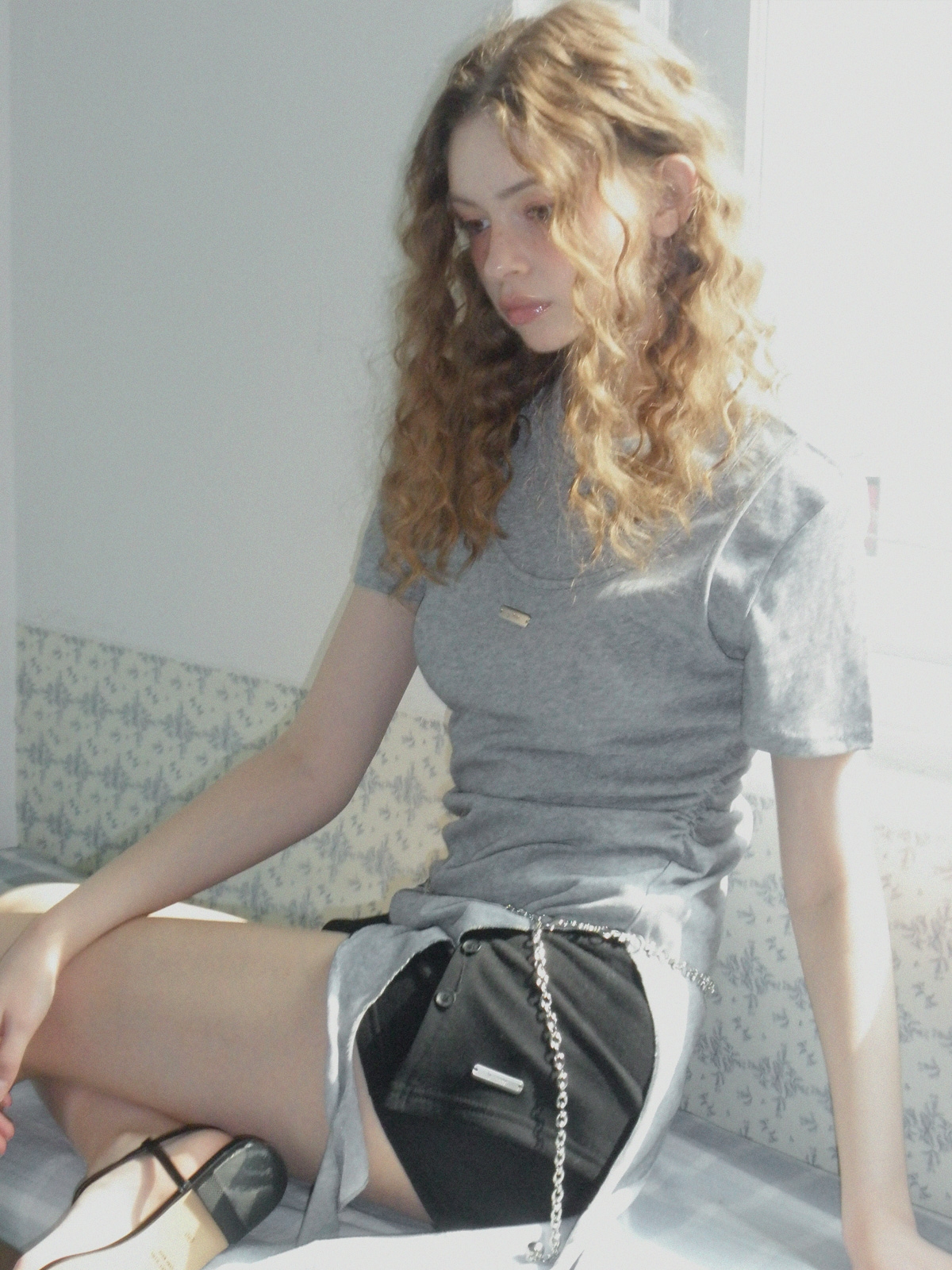 Hevit Button Skirt Shorts