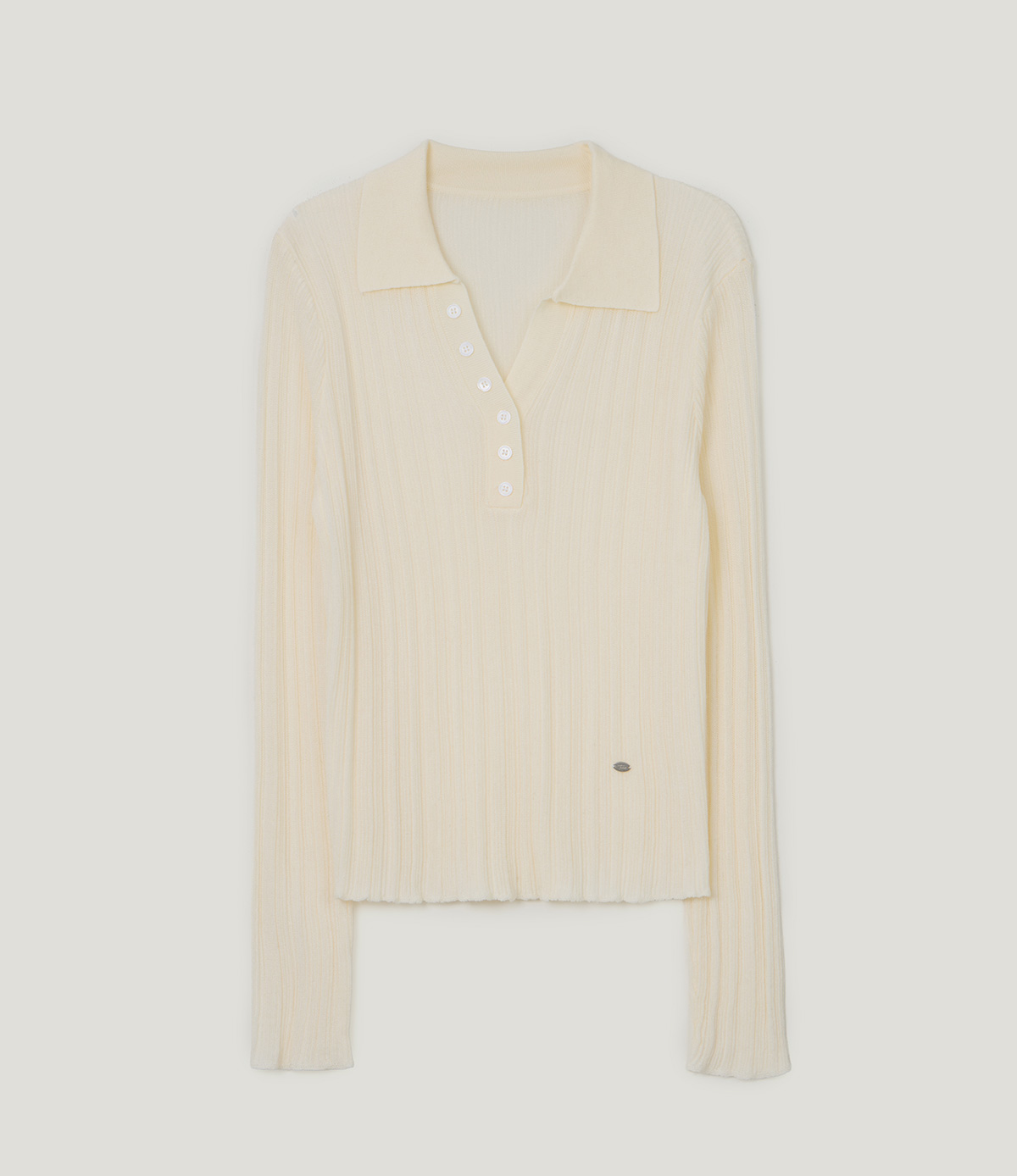TWEE Polin collar vertical ribbed long sleeve knit - Product detail view