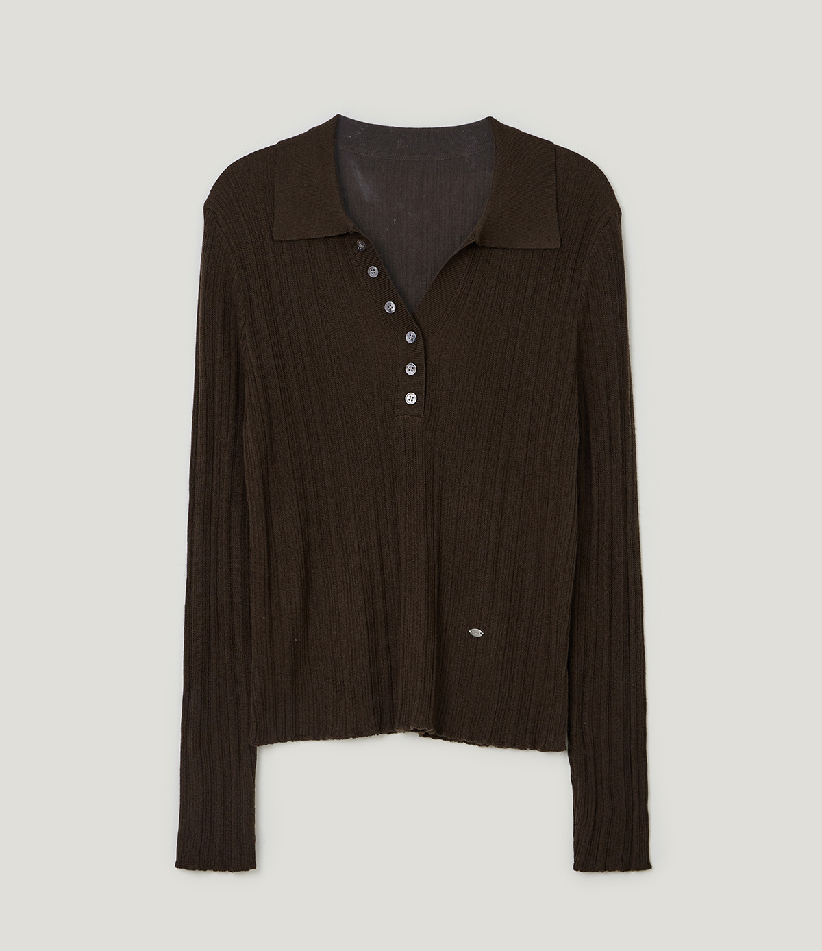 TWEE Polin collar vertical ribbed long sleeve knit - Product detail view