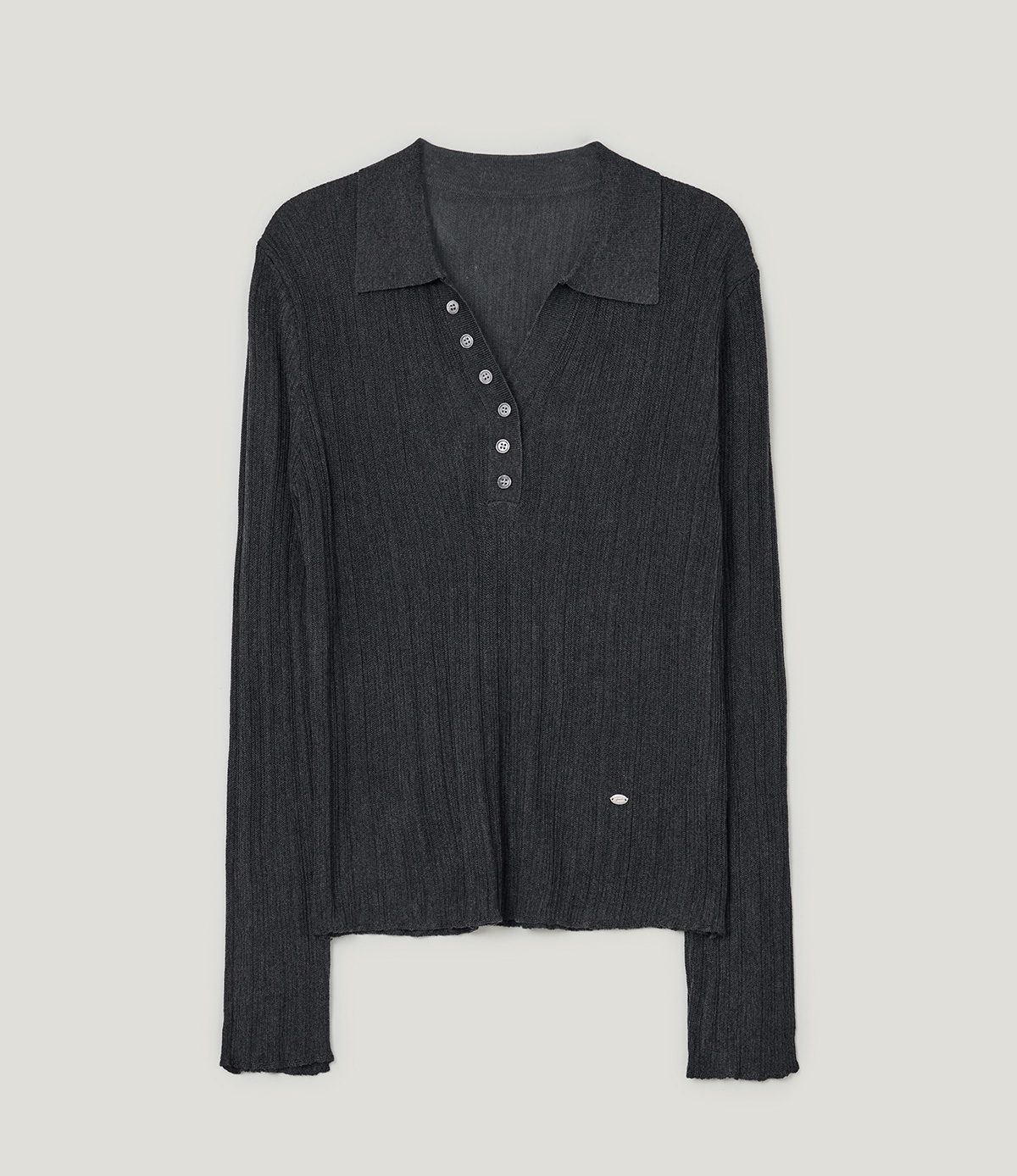 TWEE Polin collar vertical ribbed long sleeve knit - Product detail view