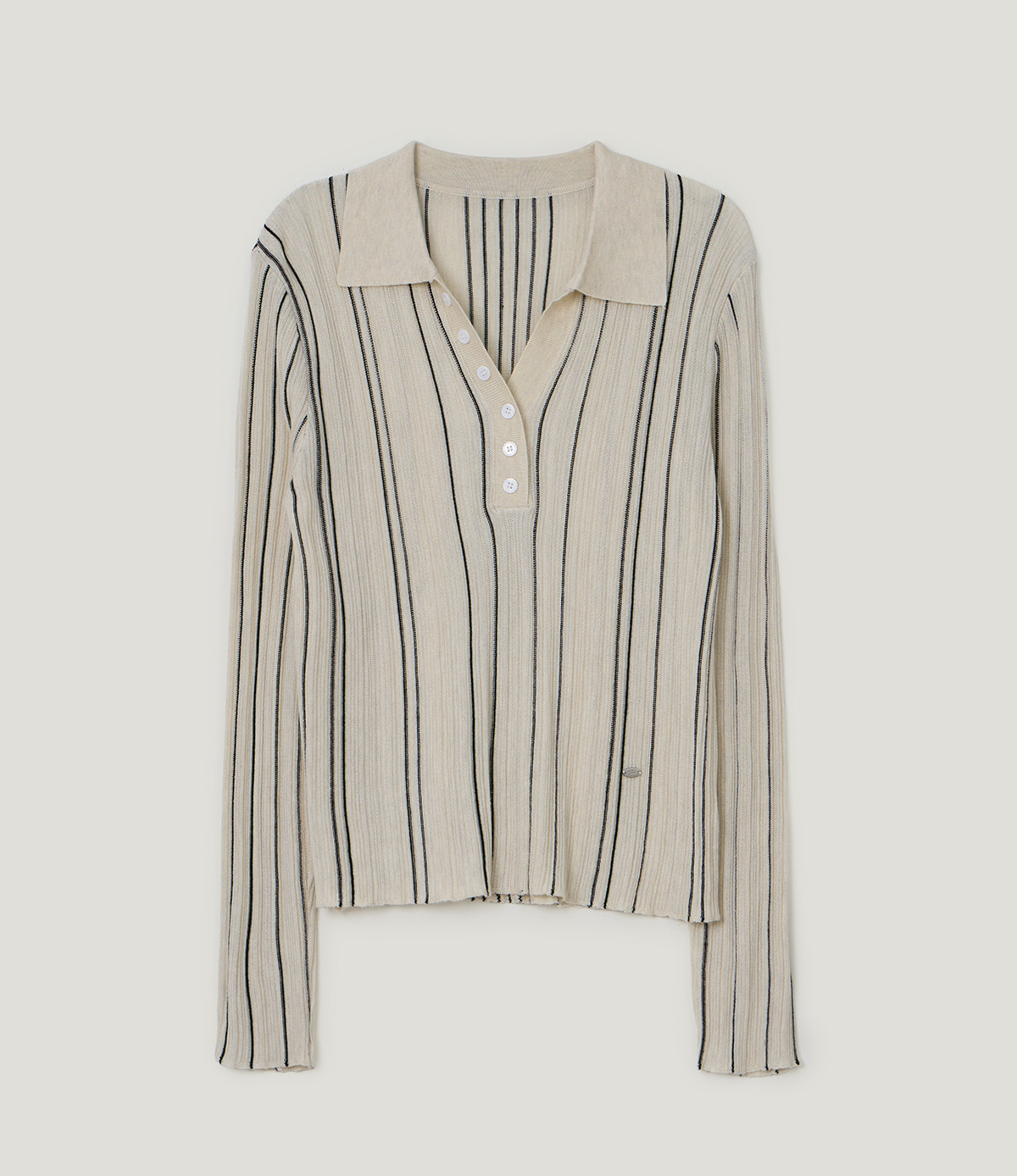 TWEE Polin collar vertical ribbed long sleeve knit - Product detail view