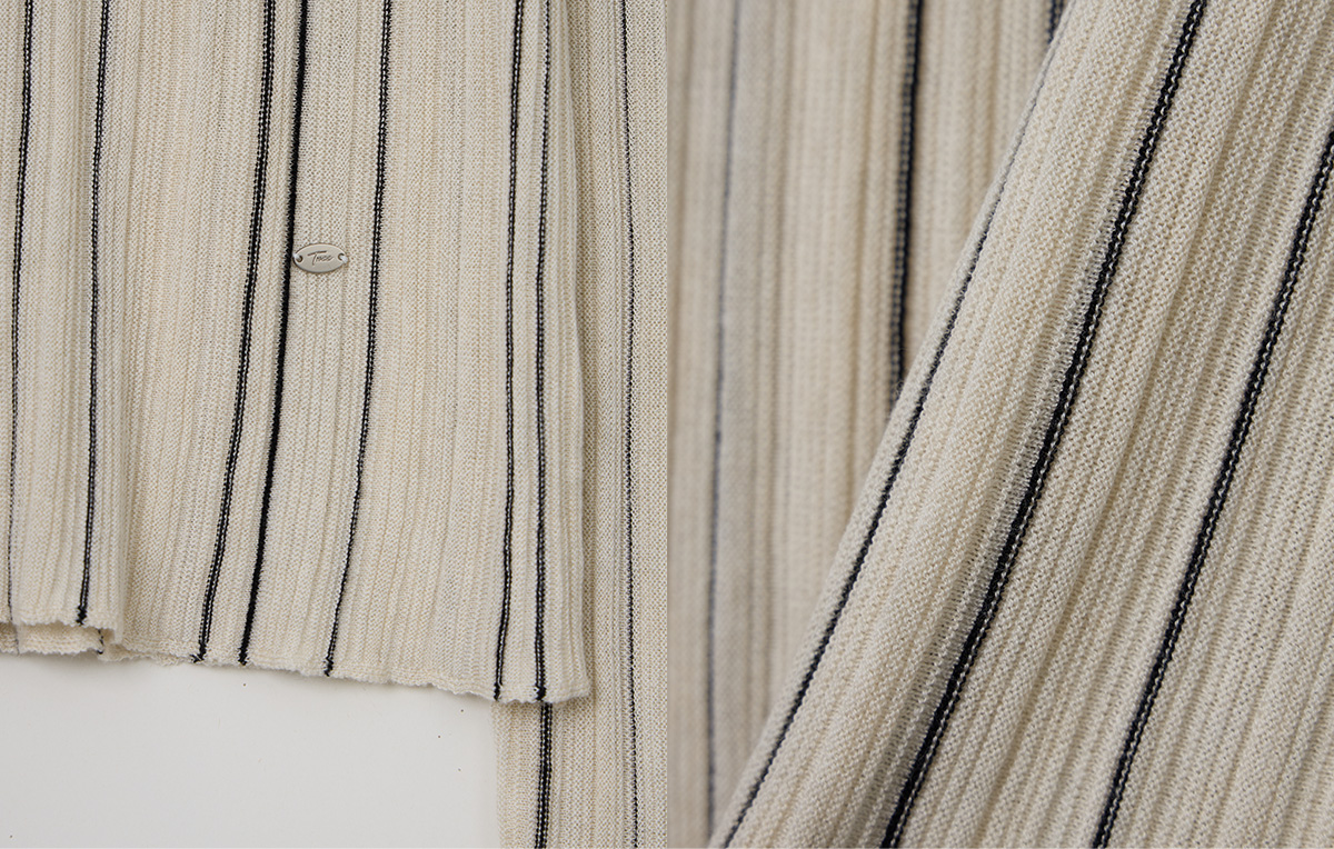 TWEE Polin collar vertical ribbed long sleeve knit - Fabric and construction close-up