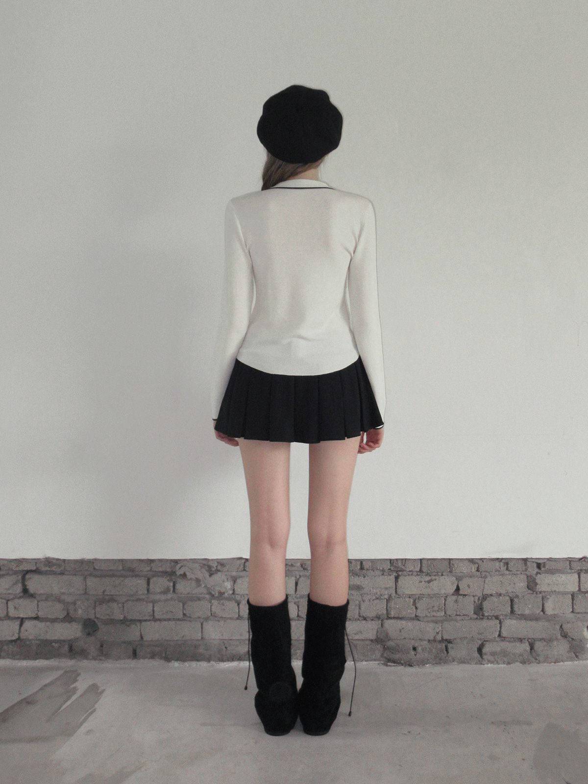 TWEE Poril contrast tie long sleeve knit - Fit and silhouette view