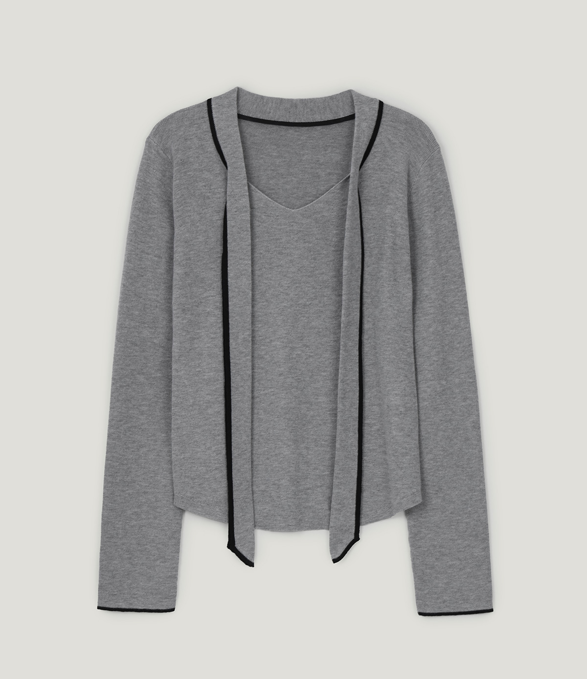 TWEE Poril contrast tie long sleeve knit - Product detail view