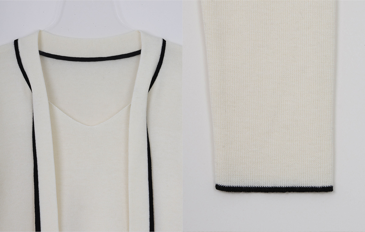 TWEE Poril contrast tie long sleeve knit - Fabric and construction close-up