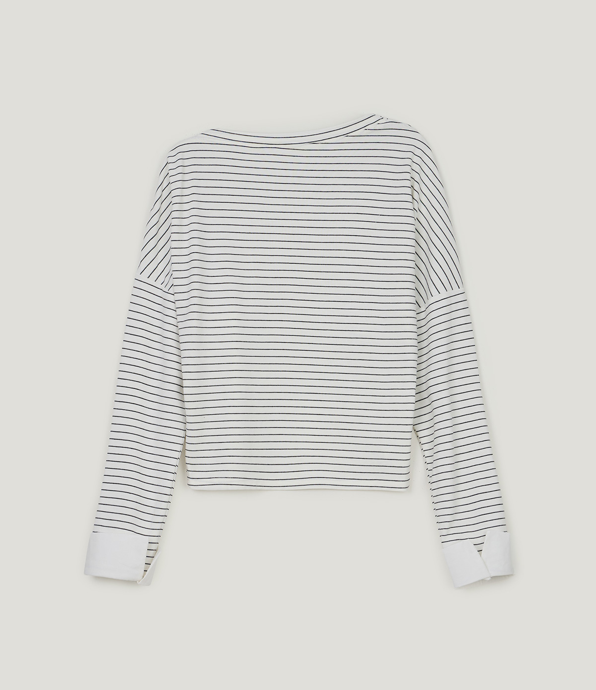 TWEE Ribol shirt contrast button stripe long sleeve T-shirt - Product detail view
