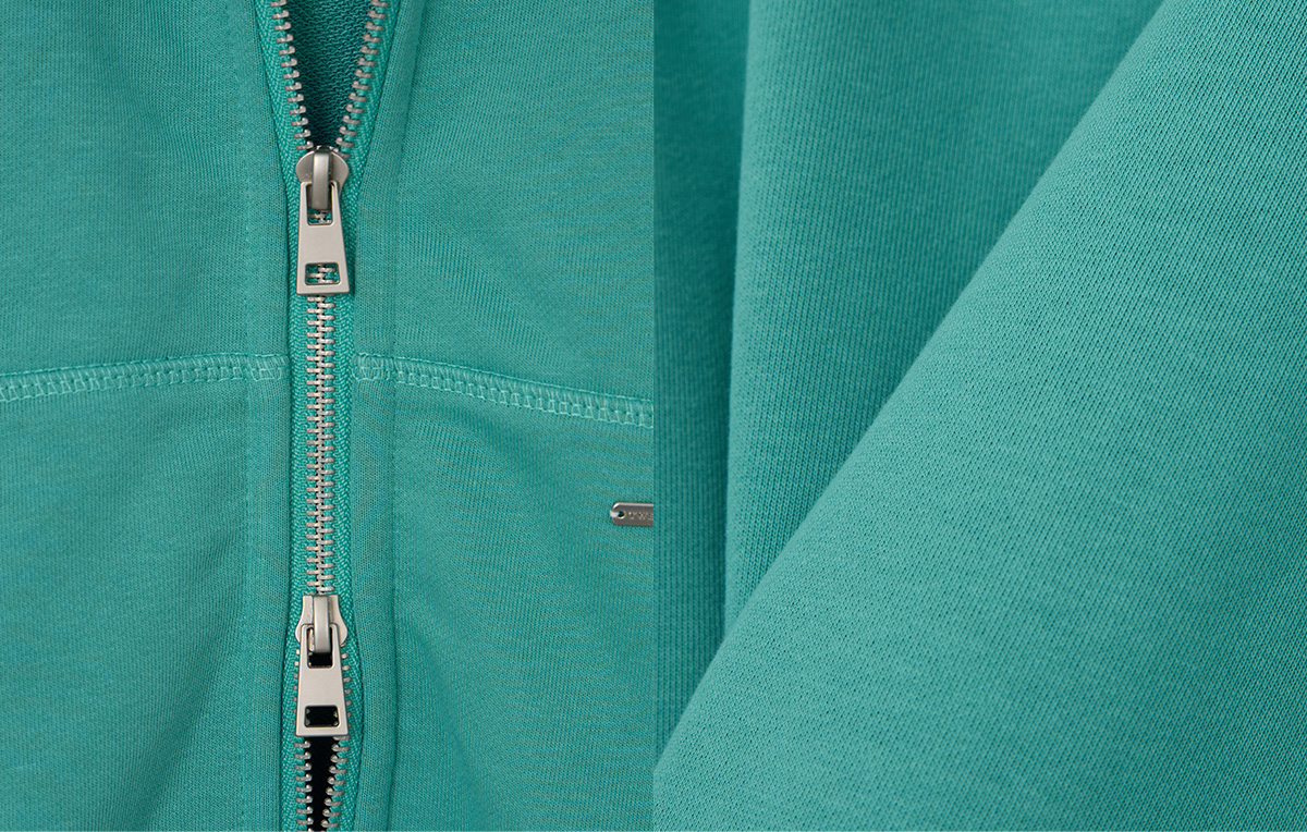 TWEE Wedgis mint hood zip-up - Fabric and construction close-up