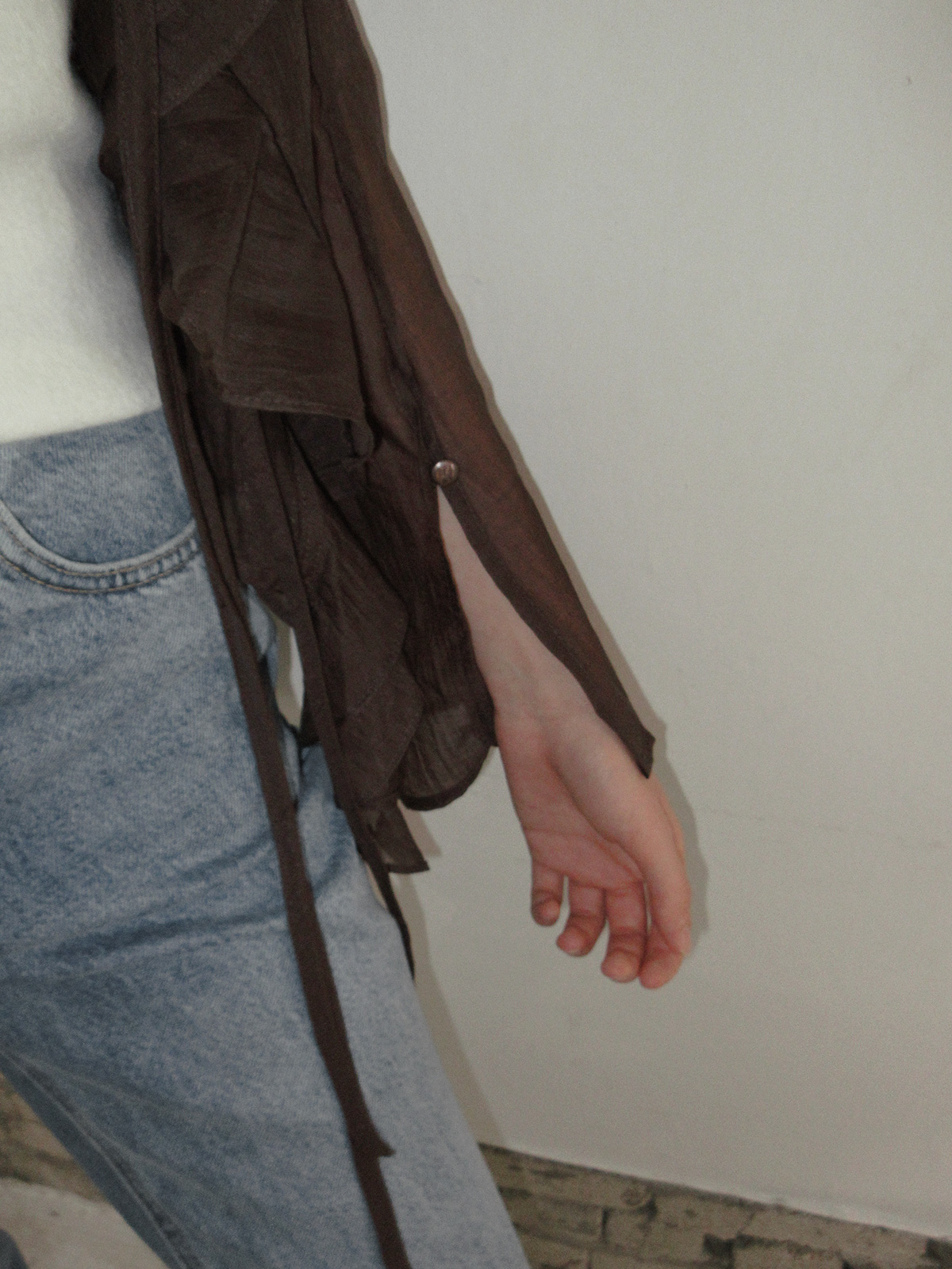 TWEE Torel ruffle chiffon blouse (strap set) - Model styling view