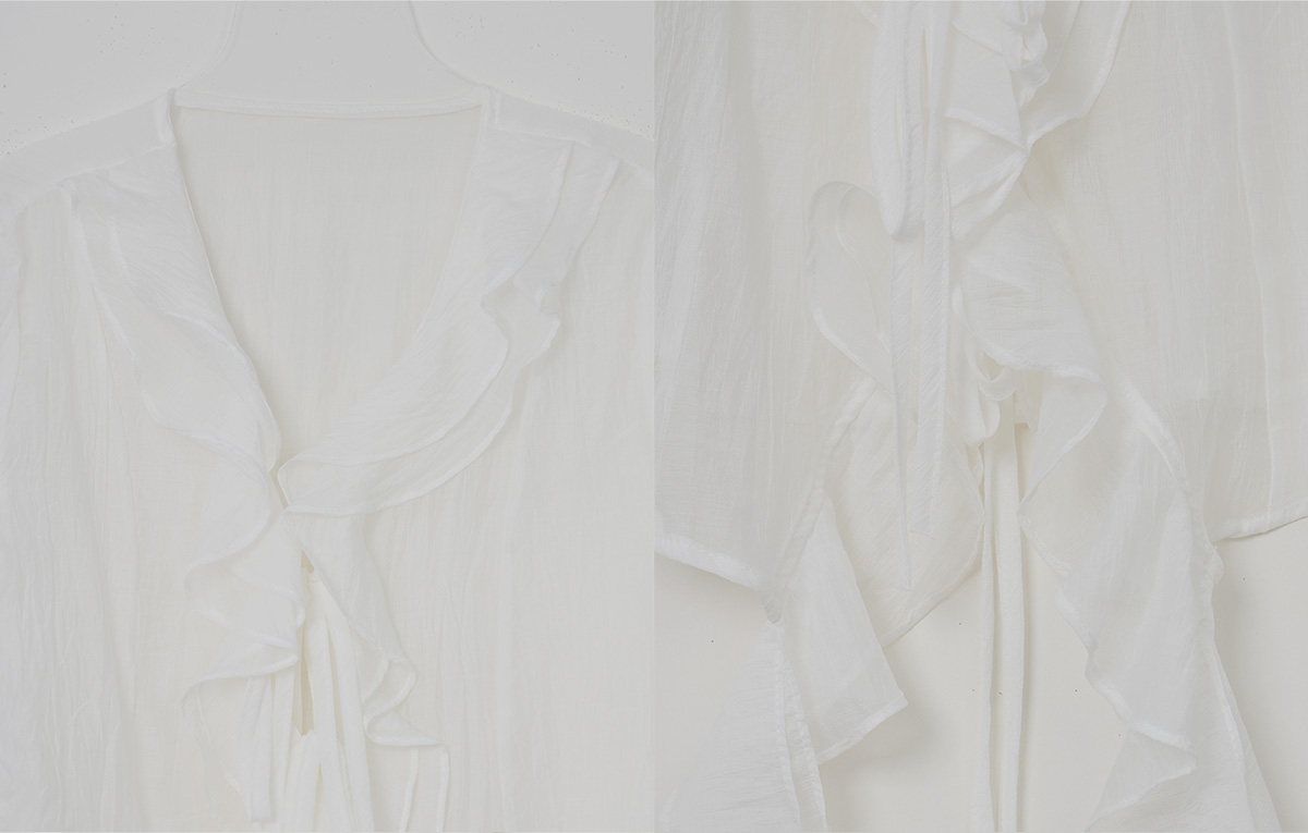 TWEE Torel ruffle chiffon blouse (strap set) - Fabric and construction close-up
