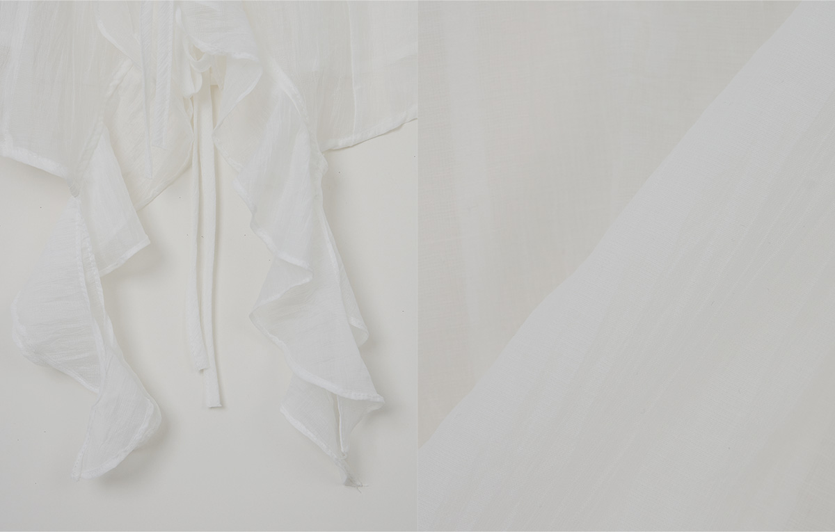 TWEE Torel ruffle chiffon blouse (strap set) - Fabric and construction close-up