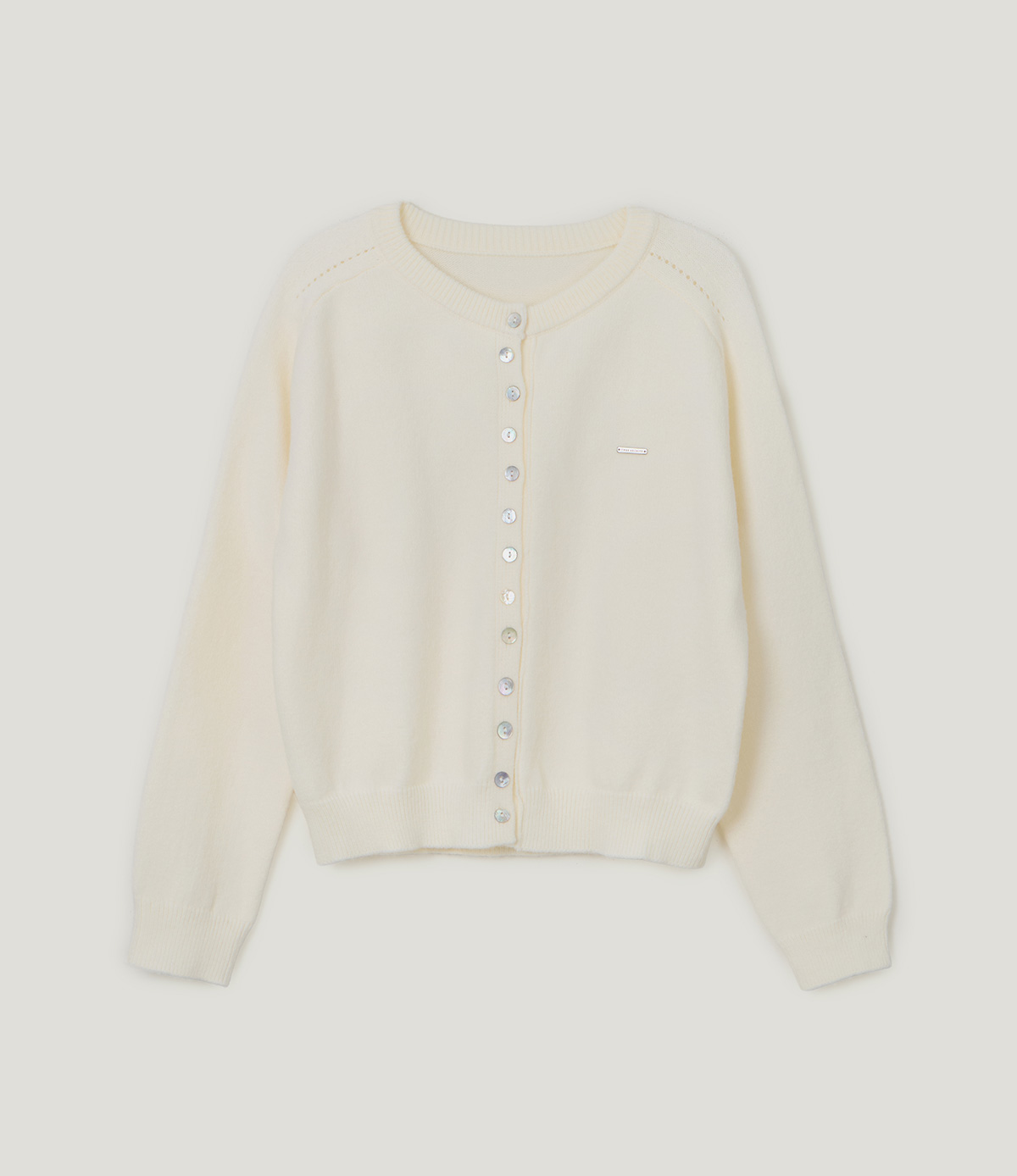 TWEE Ble round neck basic knit long sleeve cardigan - Product detail view