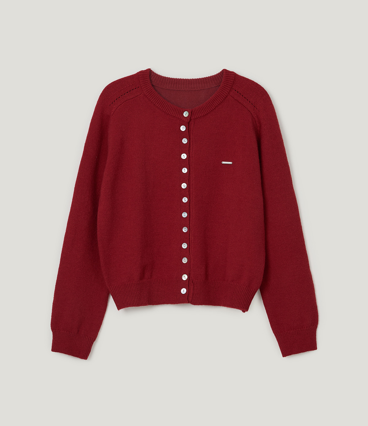 TWEE Ble round neck basic knit long sleeve cardigan - Product detail view