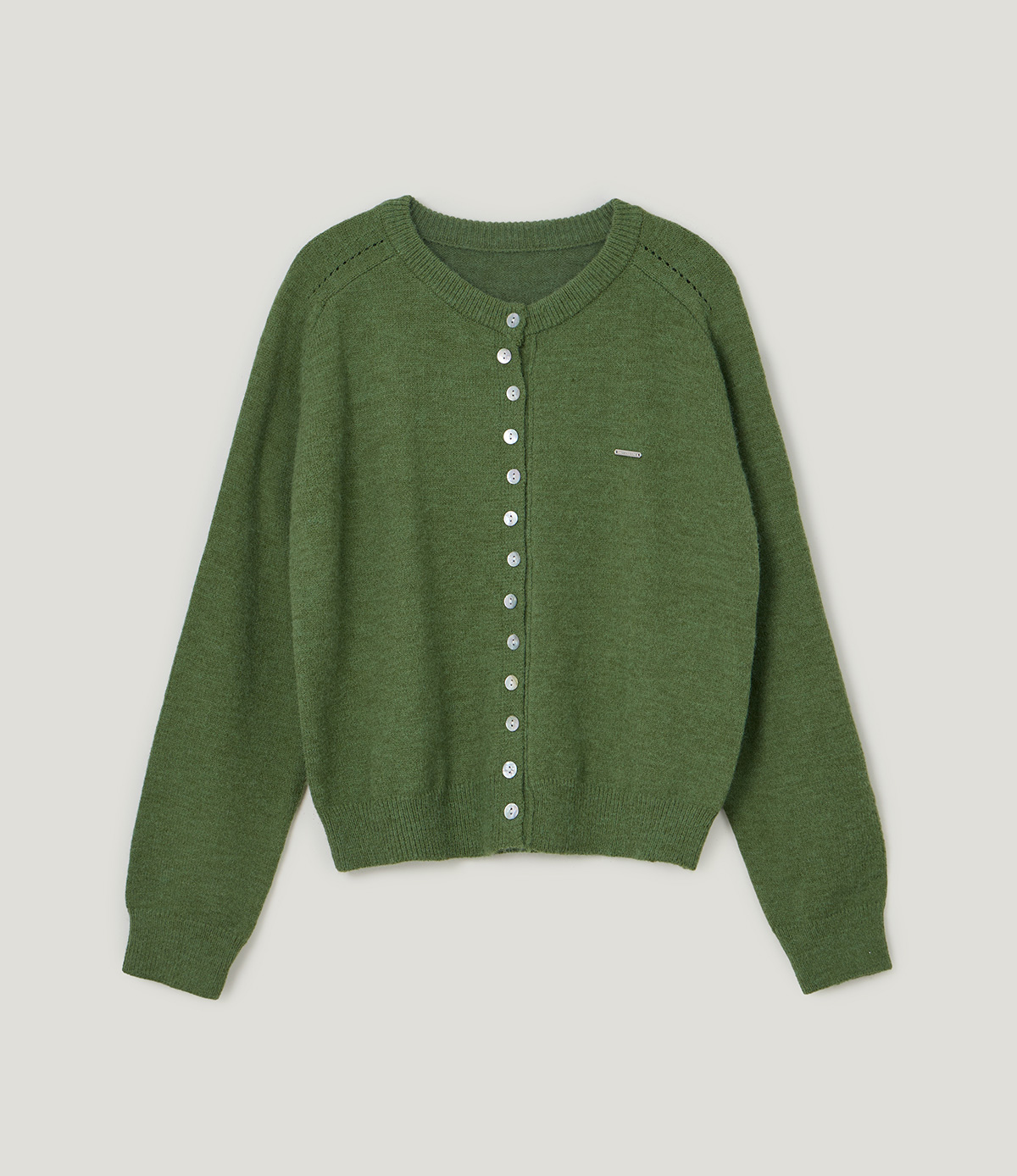 TWEE Ble round neck basic knit long sleeve cardigan - Product detail view