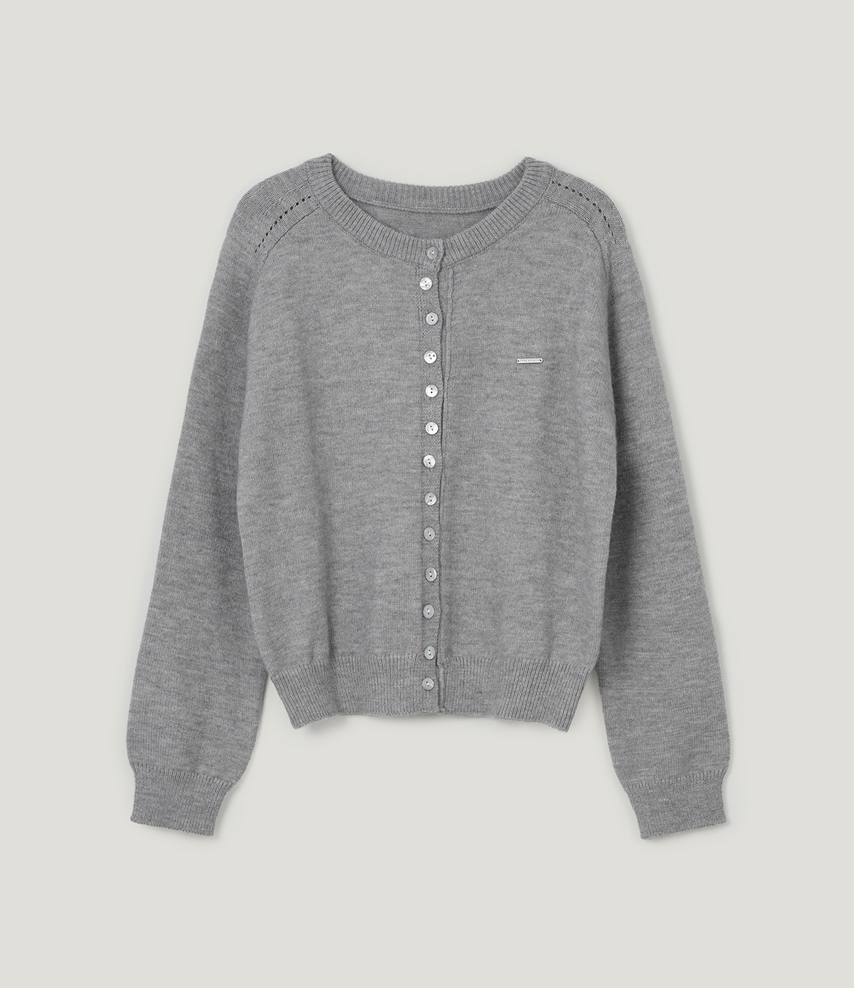 TWEE Ble round neck basic knit long sleeve cardigan - Product detail view