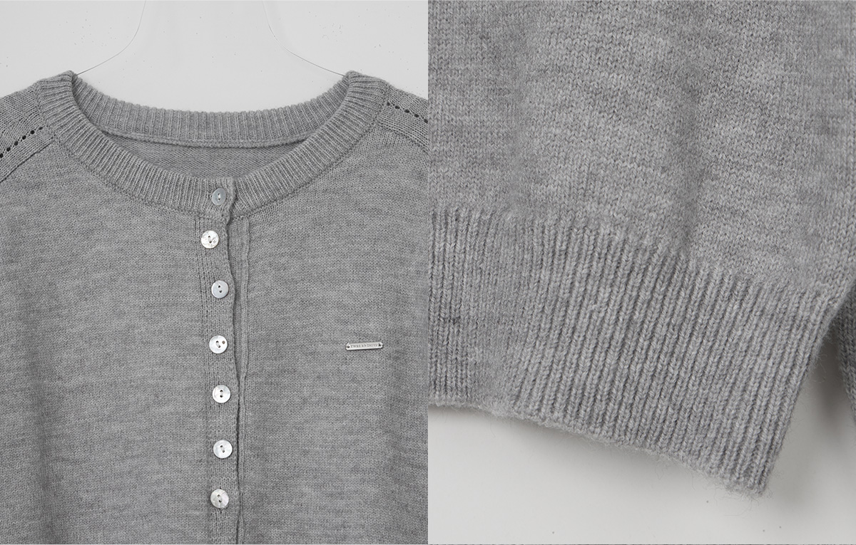 TWEE Ble round neck basic knit long sleeve cardigan - Fabric and construction close-up