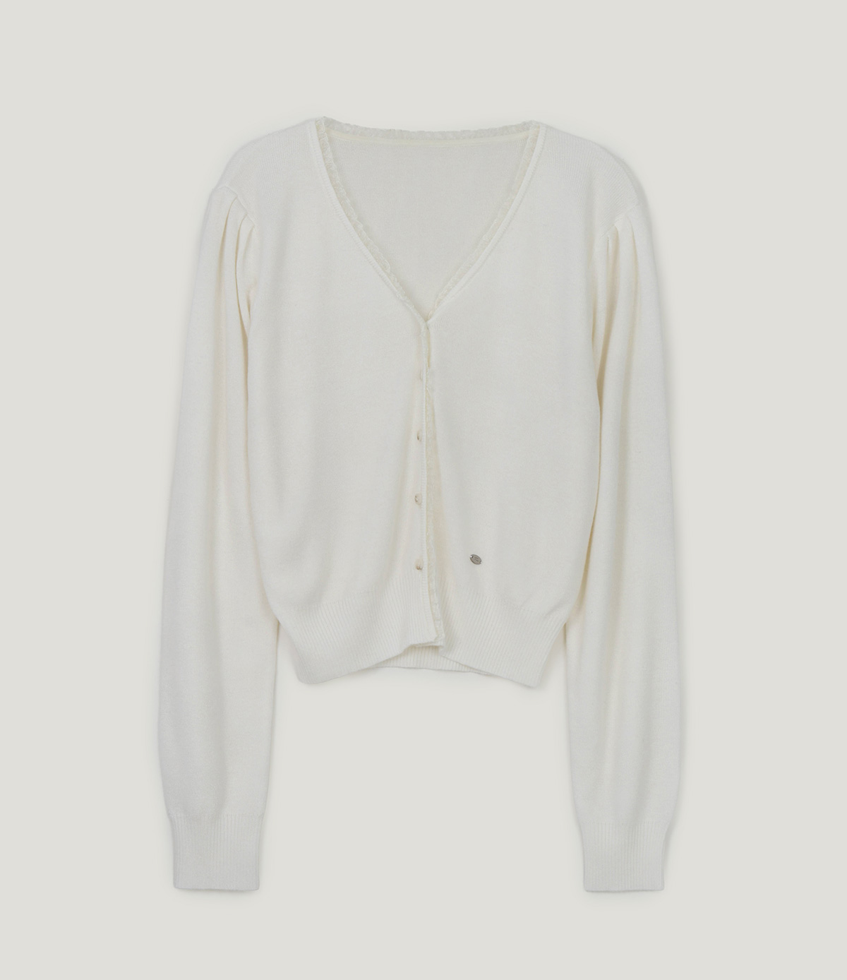 TWEE Derit lace layered V-neck knit long sleeve cardigan - Product detail view