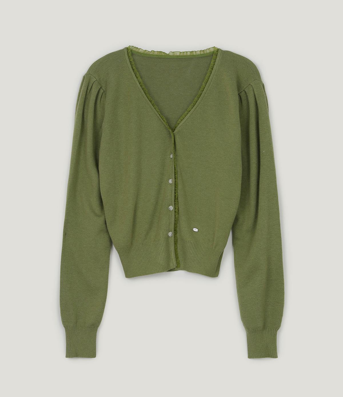 TWEE Derit lace layered V-neck knit long sleeve cardigan - Product detail view