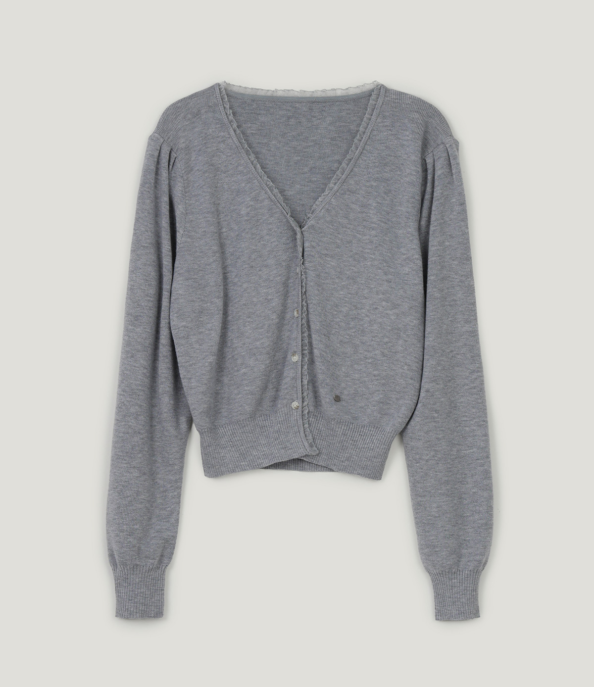 TWEE Derit lace layered V-neck knit long sleeve cardigan - Product detail view