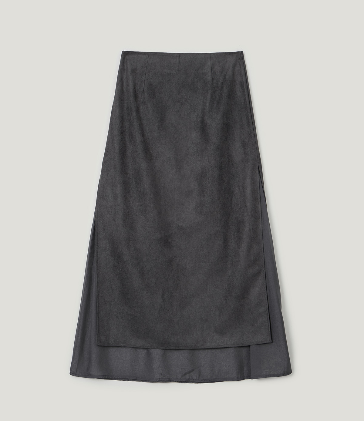 TWEE Benz organza layered suede long skirt - Product detail view