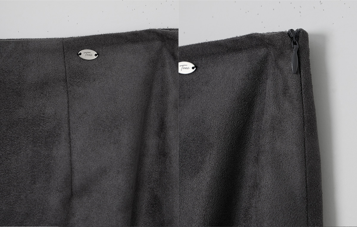 TWEE Benz organza layered suede long skirt - Fabric and construction close-up