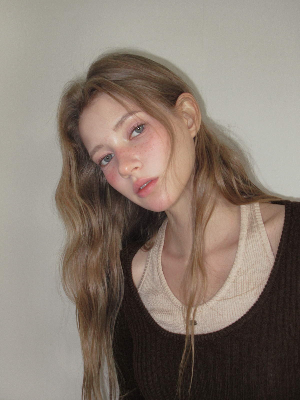 TWEE Kellon halter layered long sleeve knit - Model styling view