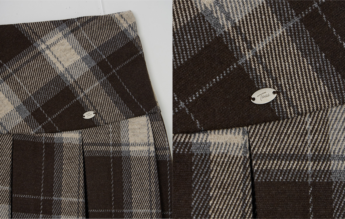 TWEE Rezon check pleated mini skirt - Fabric and construction close-up