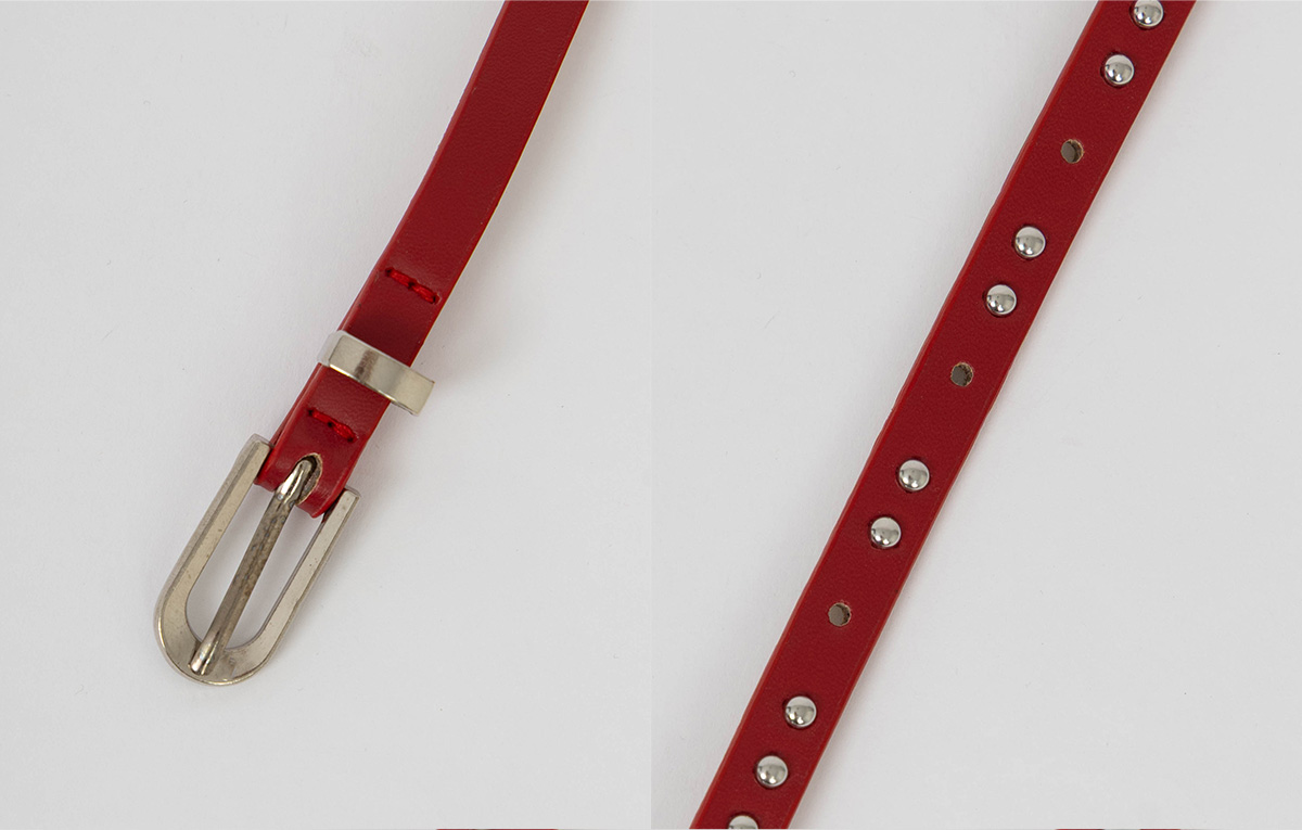 TWEE Polki stud thin double long belt - Fabric and construction close-up