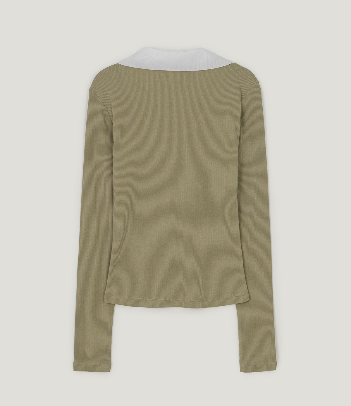 TWEE Keller contrast collar ribbed long sleeve T-shirt - Product detail view