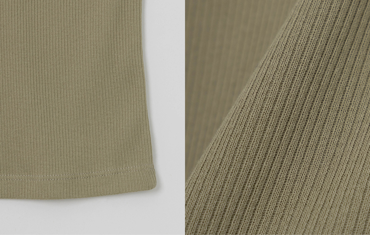 TWEE Keller contrast collar ribbed long sleeve T-shirt - Fabric and construction close-up