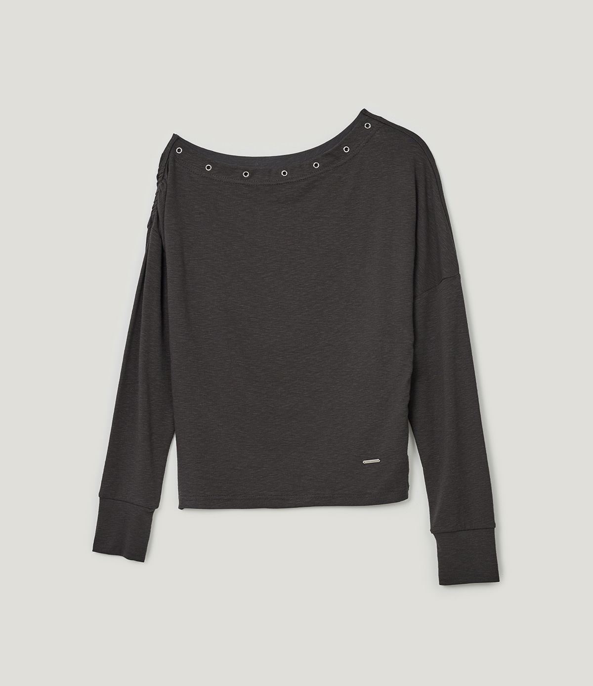 TWEE Leso eyelet shirring loose-fit long sleeve T-shirt - Product detail view