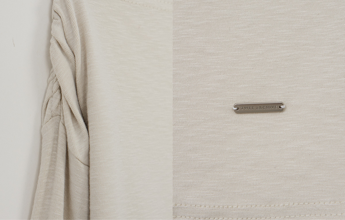 TWEE Leso eyelet shirring loose-fit long sleeve T-shirt - Fabric and construction close-up